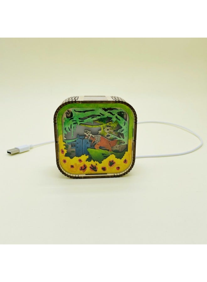 إضاءة ليلية ملونة بتصميم كرتوني إبداعي، لعبة تركيب ثلاثية الأبعاد من خشب بتصميم غرافيتي - اللون: L0106P-2 توهجات الغروب - Image 4